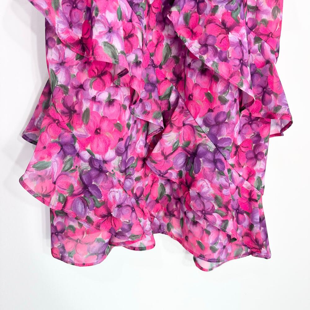 Lovers + Friends Hazel Mini Dress Ruffles | Pink Floral | SZ XS - Picture 7 of 12